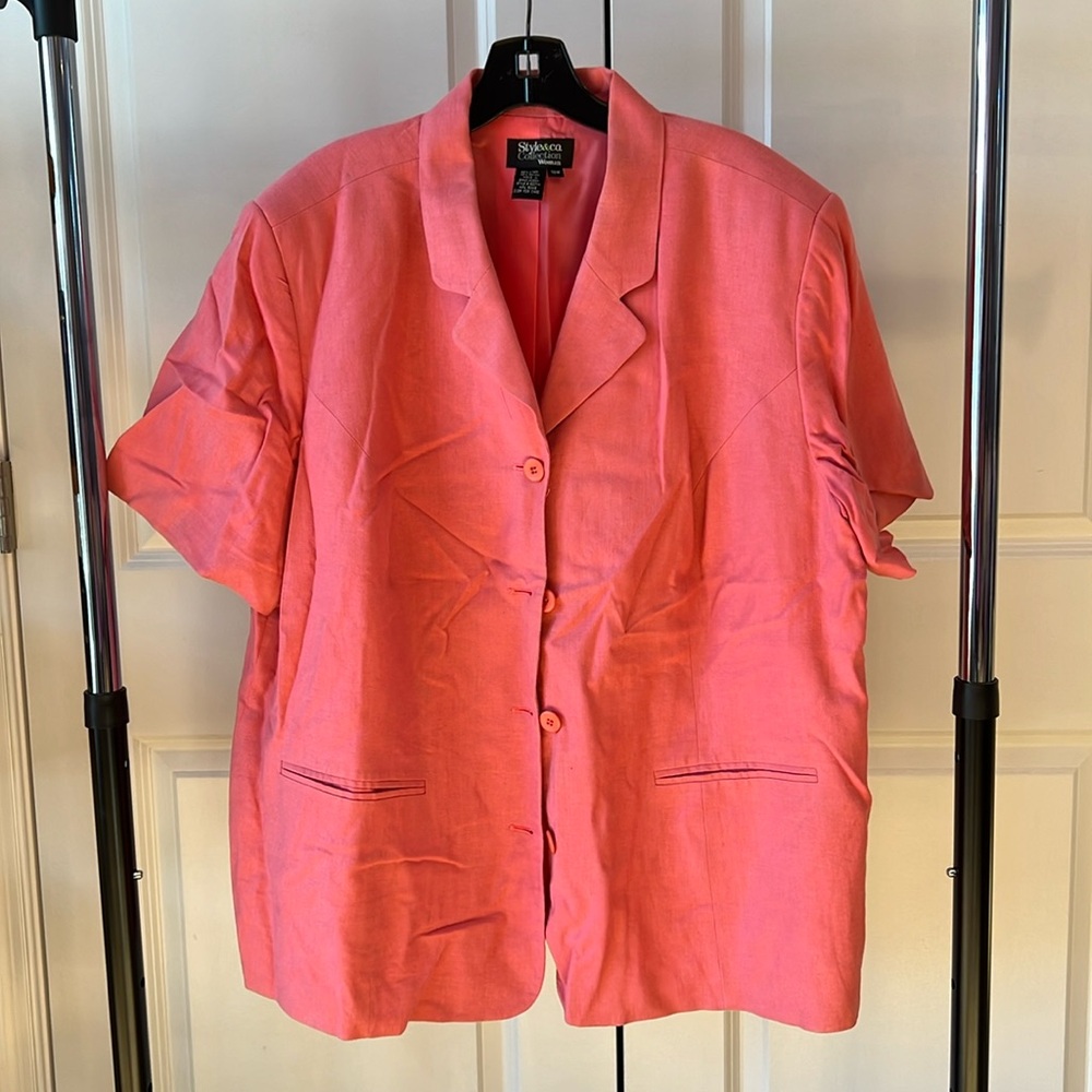 Style & Co Collection Women’s Pink Short Sleeve Blazer with Pockets (NWOT)